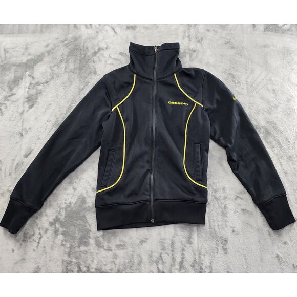 Columbia Oregon Ducks Full Zip Jacket Size M Black Thumb Holes Athletic Sporty - Picture 1 of 12